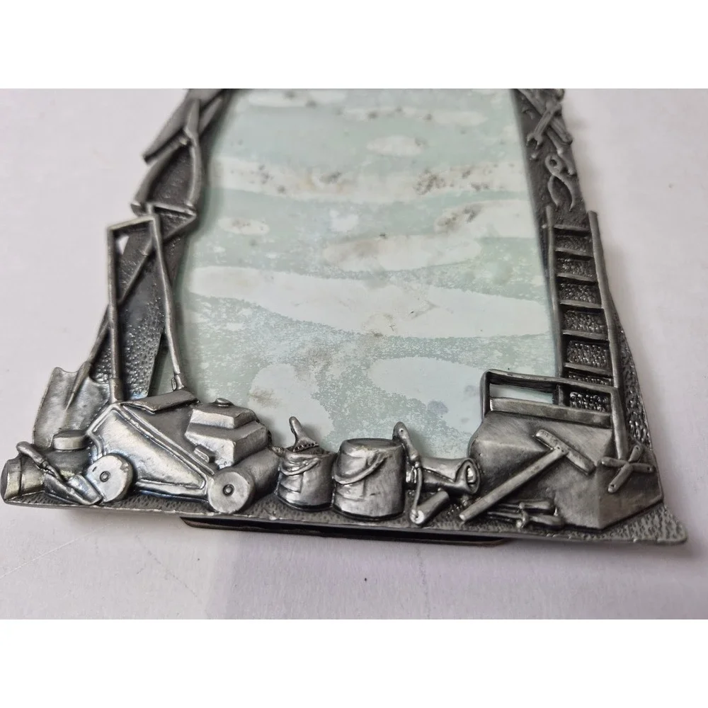 Vintage Perfect My Husband Handyman Tools Pewter Metal Picture Frame 5x4